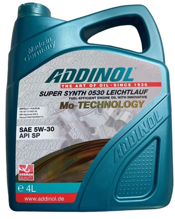 ADDINOL SUPER SYNTH 5W-30 Leichtlauf - with Mo-Technology –4 Litre Made In Germany