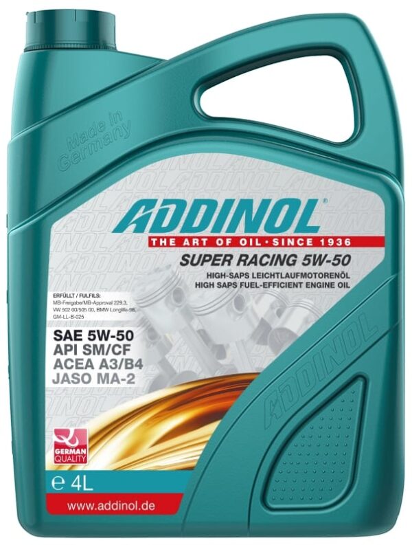 ADDINOL SUPER RACING 5W-50 4 Liter Made in Germany