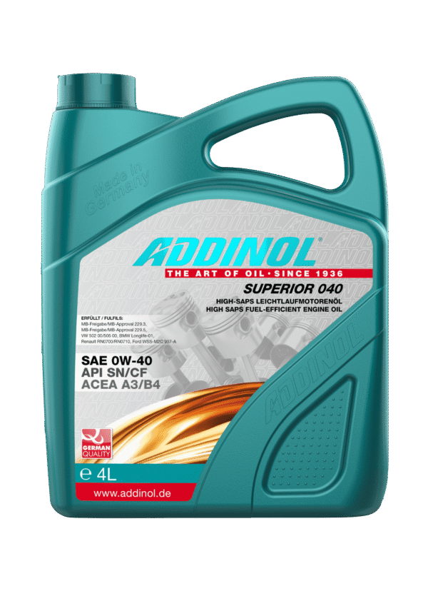 ADDINOL SUPERIOR 0W-40 Made In Germany 4 litre