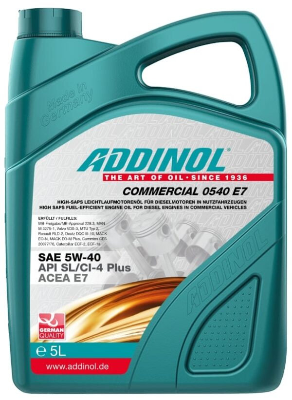 ADDINOL COMMERCIAL 0 5W-40 E7 DIESEL ENGINE OIL 5L
